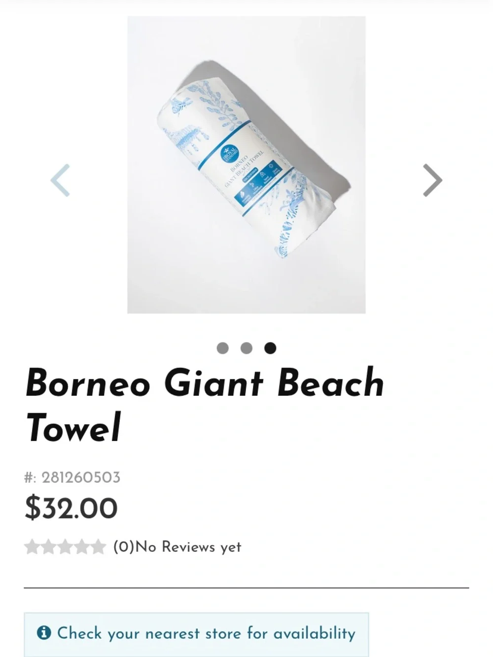 Borneo Giant Beach Towel - Blue & White